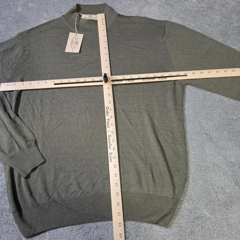 Pronto‎ Uomo Mens L Mock Neck Sweater Olive Green Made in Italy NWT 02F010M1